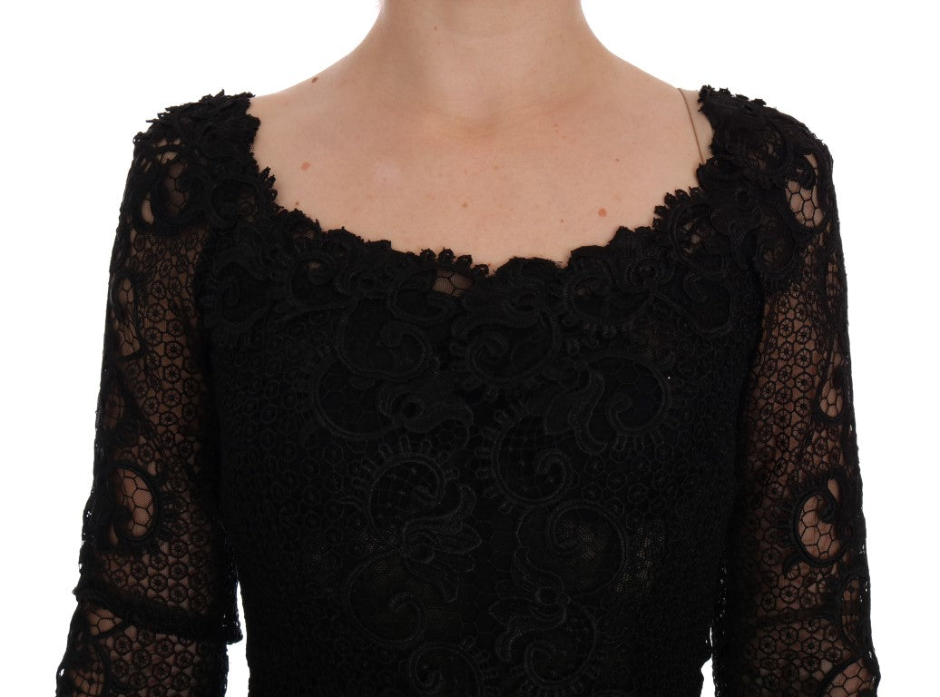 Dolce & Gabbana Schwarzes geblümtes Etuikleid