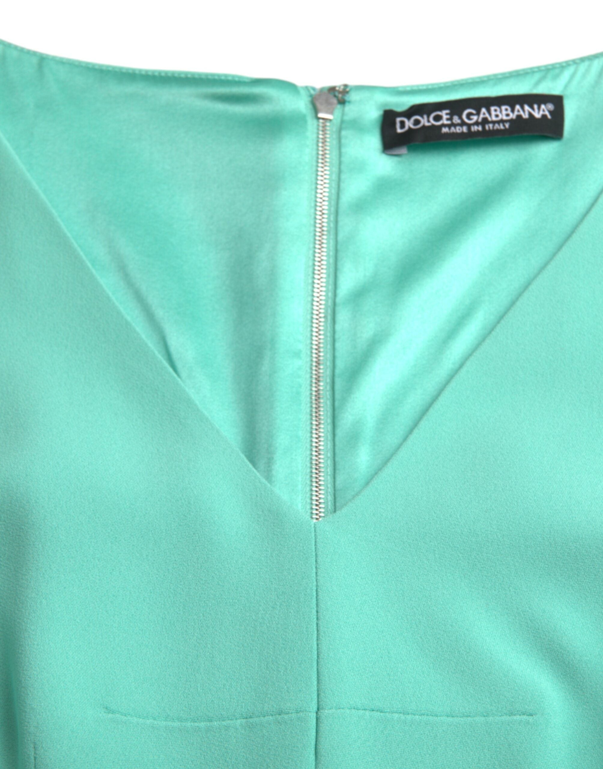 Dolce & Gabbana Grünes ärmelloses Bodycon Midikleid aus Viskose