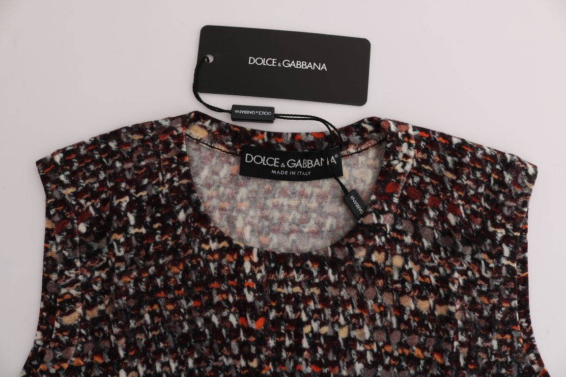 Dolce & Gabbana Mehrfarbig bedrucktes Strick-Top T-Shirt aus Wolle