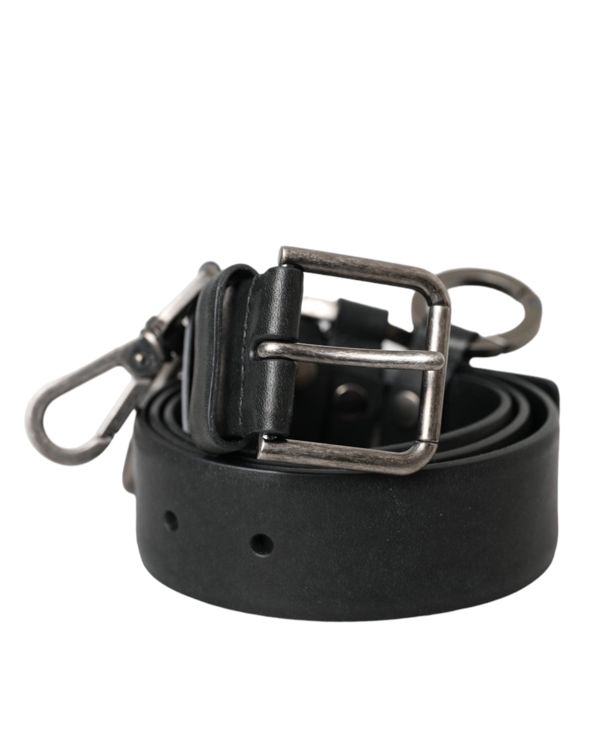 Dolce & Gabbana Schwarzer Gürtel aus Kalbsleder mit silberner Metallschnalle