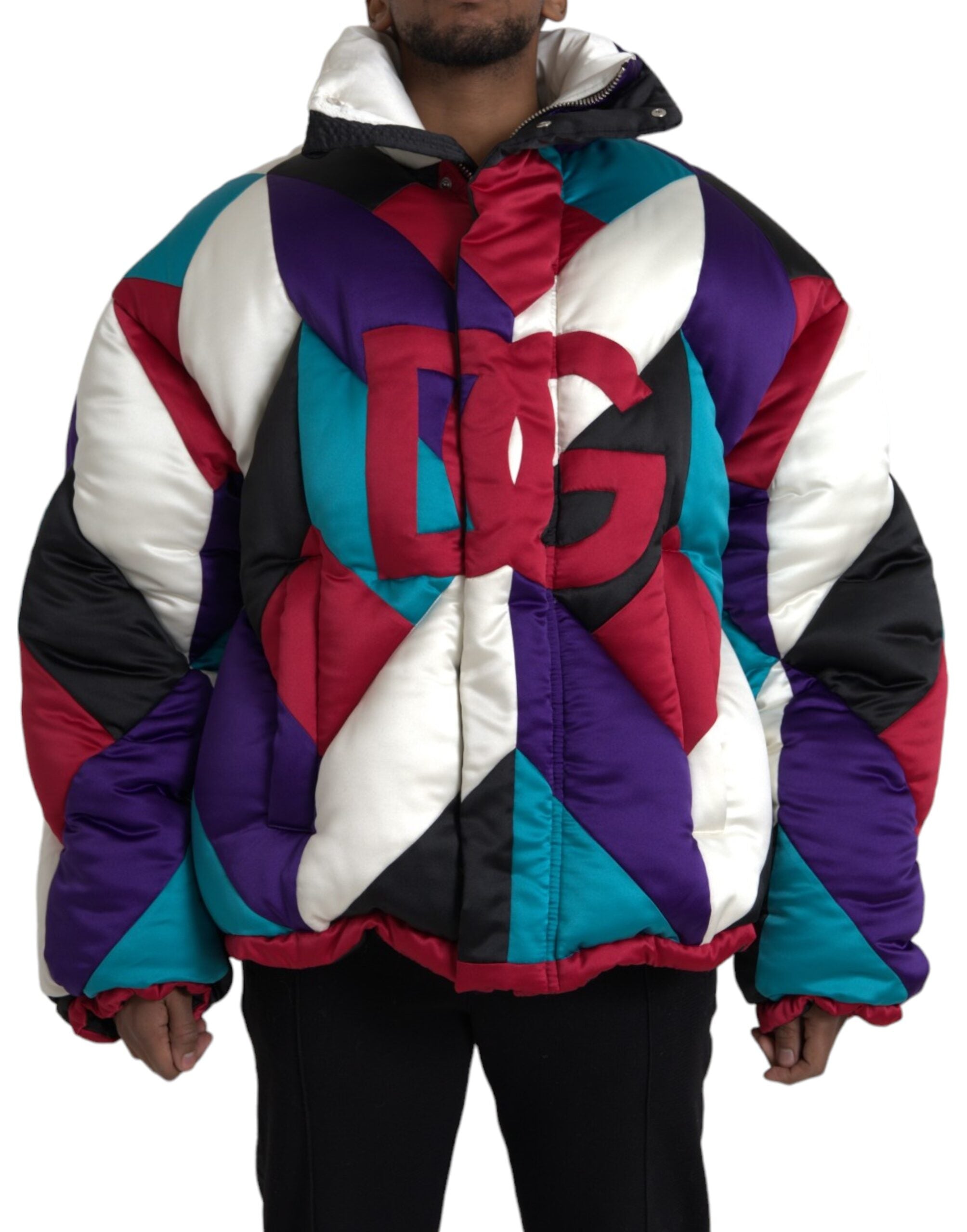 Dolce & Gabbana Mehrfarbige Logo-Windbreaker-Kissenjacke