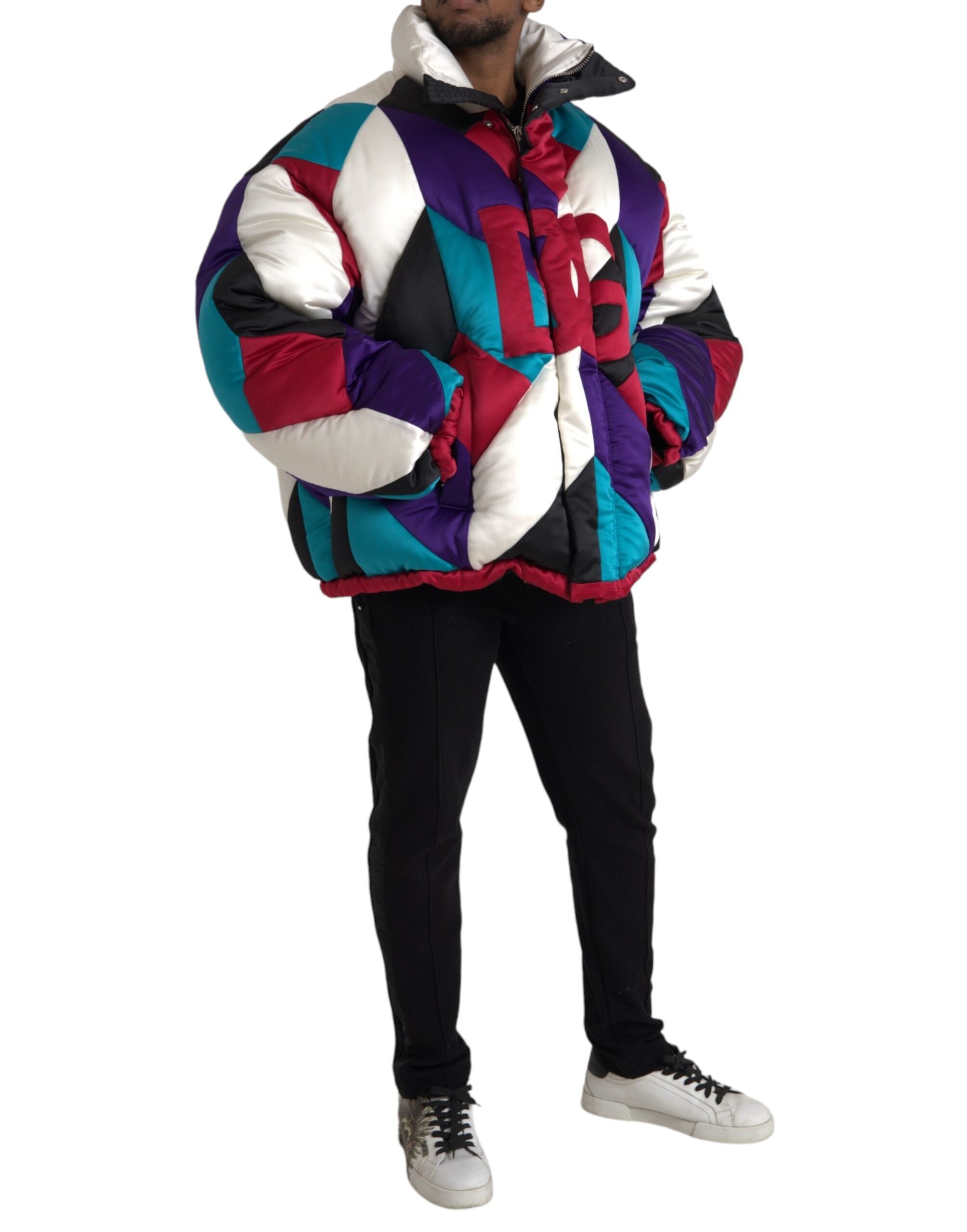 Dolce & Gabbana Mehrfarbige Logo-Windbreaker-Kissenjacke