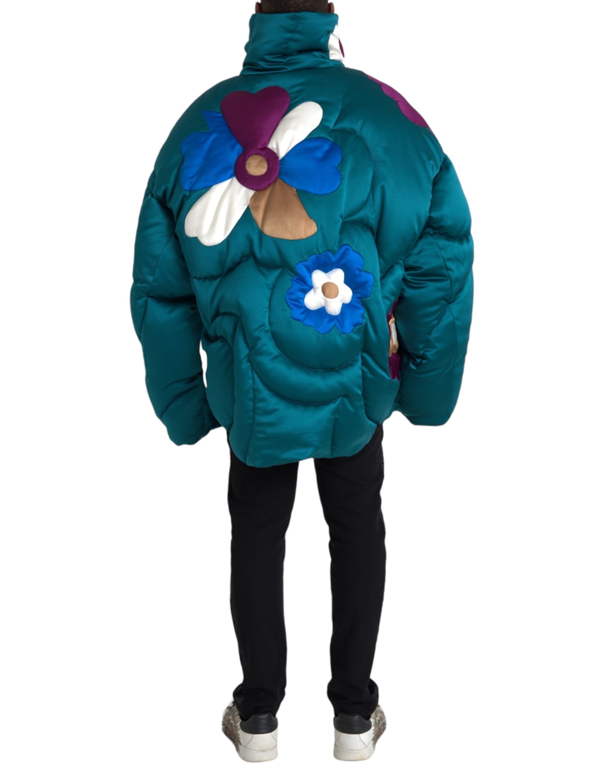 Dolce & Gabbana Multicolor Floral Windbreaker Pufferjacke