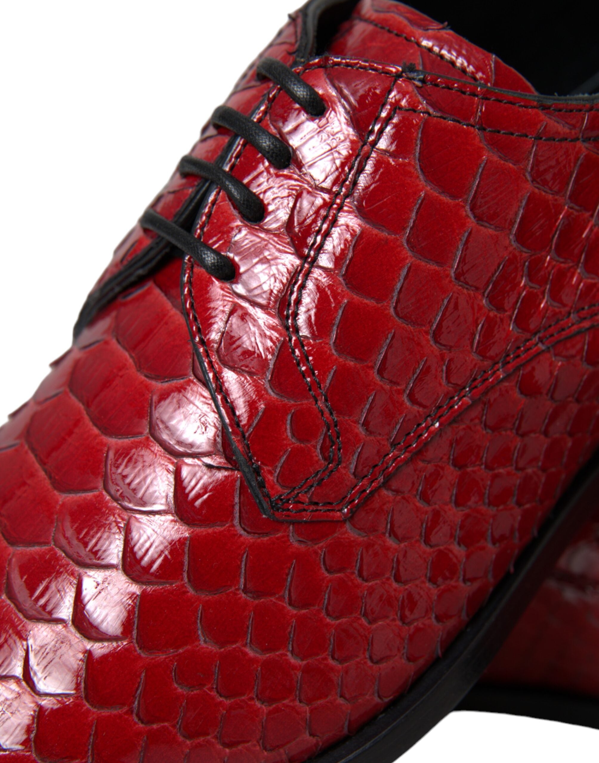 Dolce & Gabbana Rote strukturierte lackierte Derby Männer Formale Schuhe