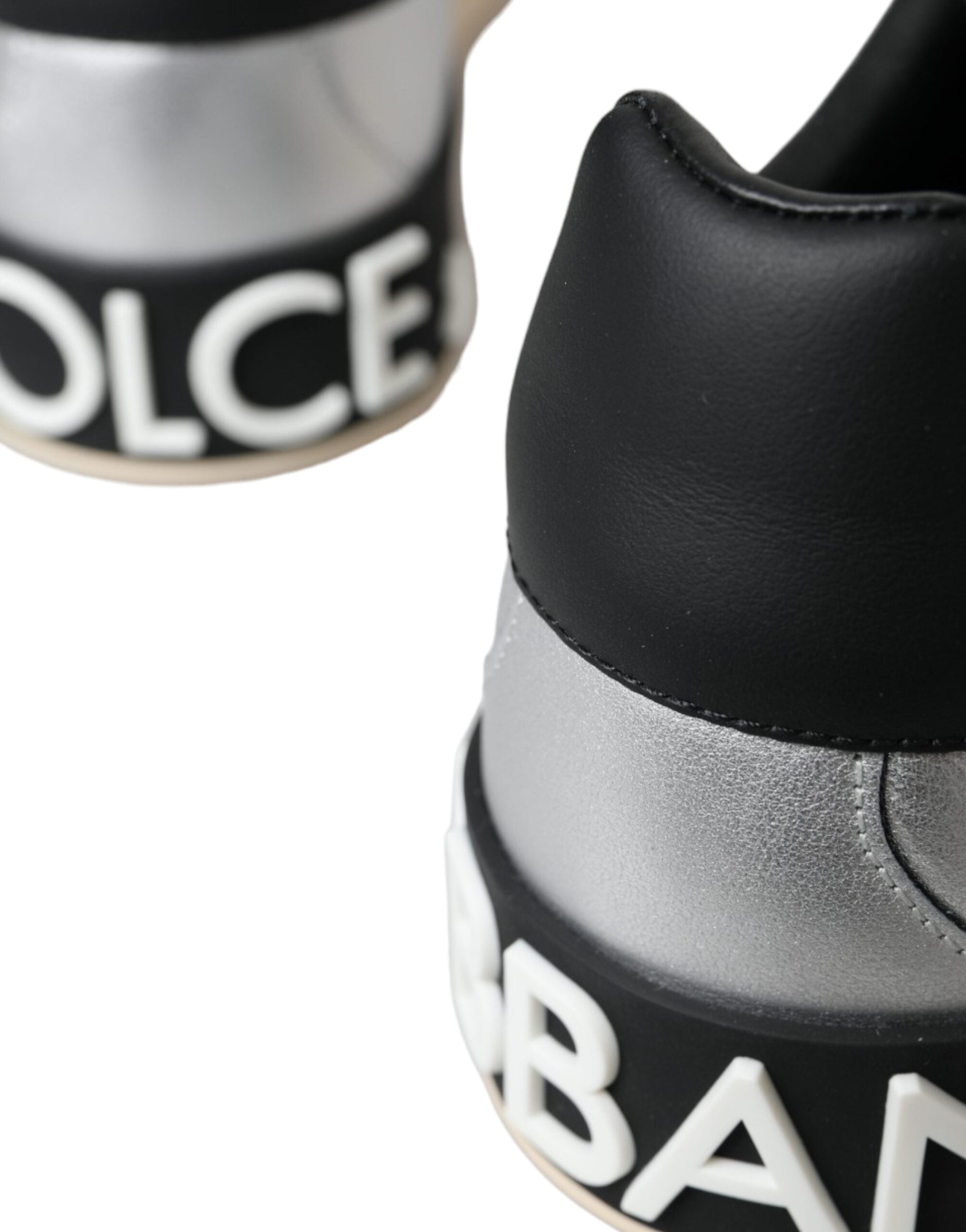 Dolce & Gabbana Silberne Portofino Kalbsleder Sneakers Männer Schuhe