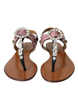 Dolce & Gabbana Multicolor Kristall Sandalen Flip Flops Schuhe