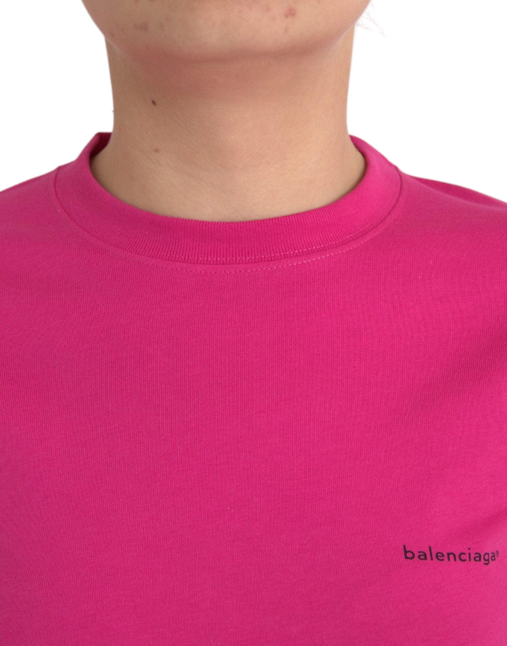 Balenciaga Pinkes Baumwoll-T-Shirt mit Rundhalsausschnitt und kurzen Ärmeln