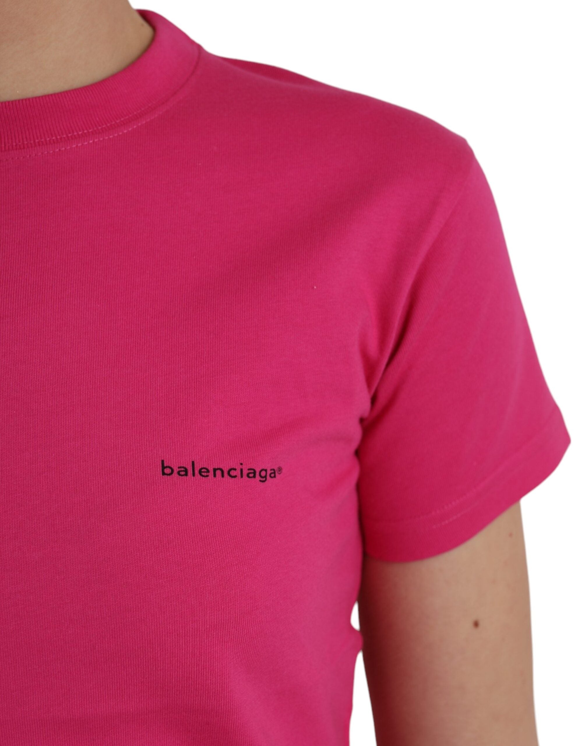 Balenciaga Pinkes Baumwoll-T-Shirt mit Rundhalsausschnitt und kurzen Ärmeln