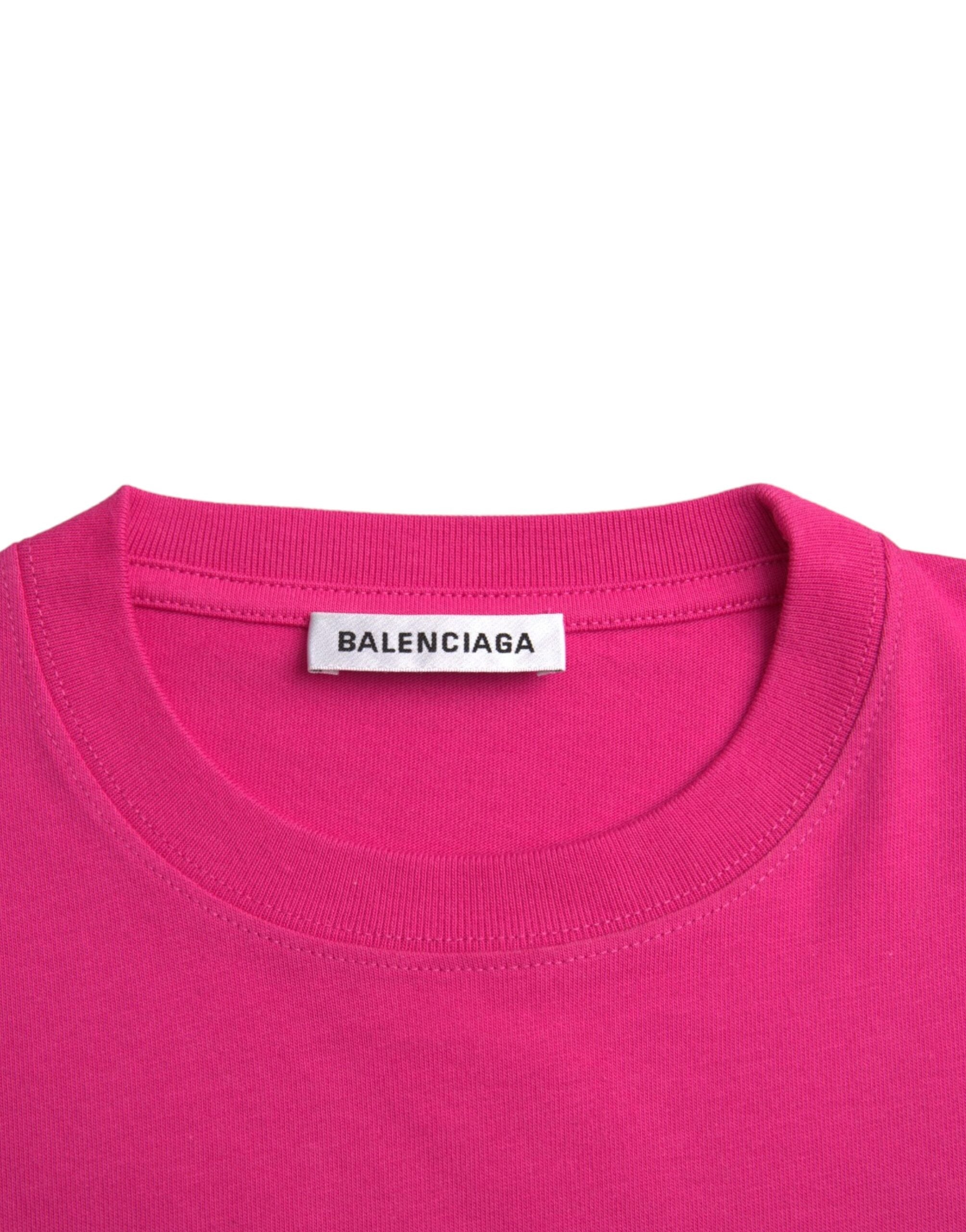 Balenciaga Pinkes Baumwoll-T-Shirt mit Rundhalsausschnitt und kurzen Ärmeln
