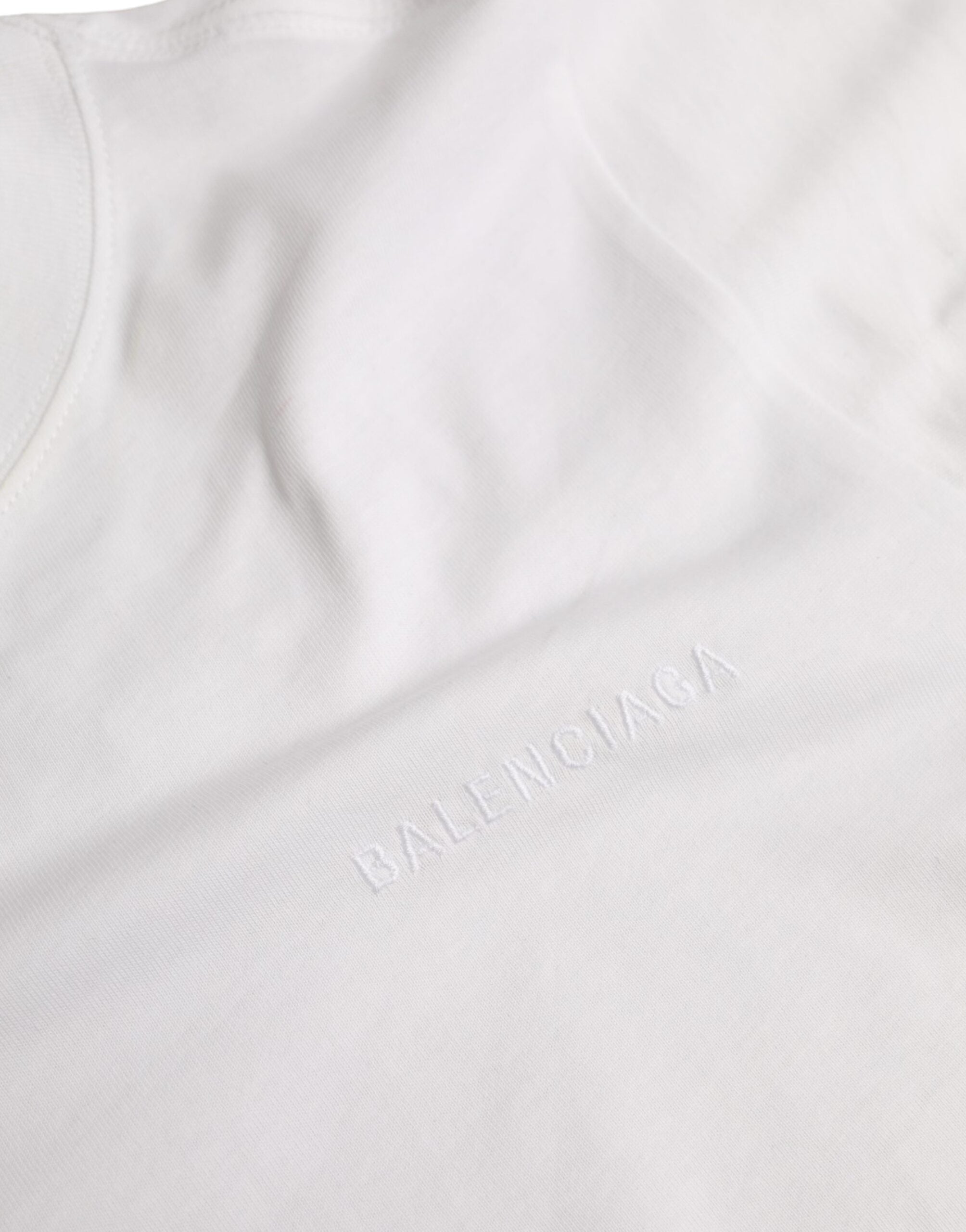 Balenciaga Weißes Baumwoll-T-Shirt mit Rundhalsausschnitt und kurzen Ärmeln