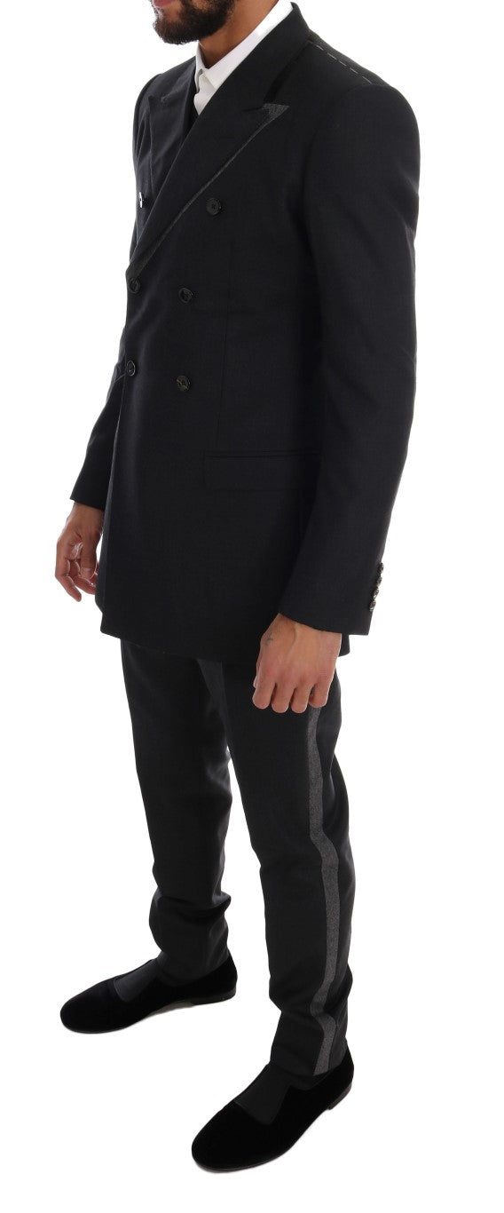 Dolce & Gabbana Grauer doppelreihiger 3-teiliger Anzug aus Wolle