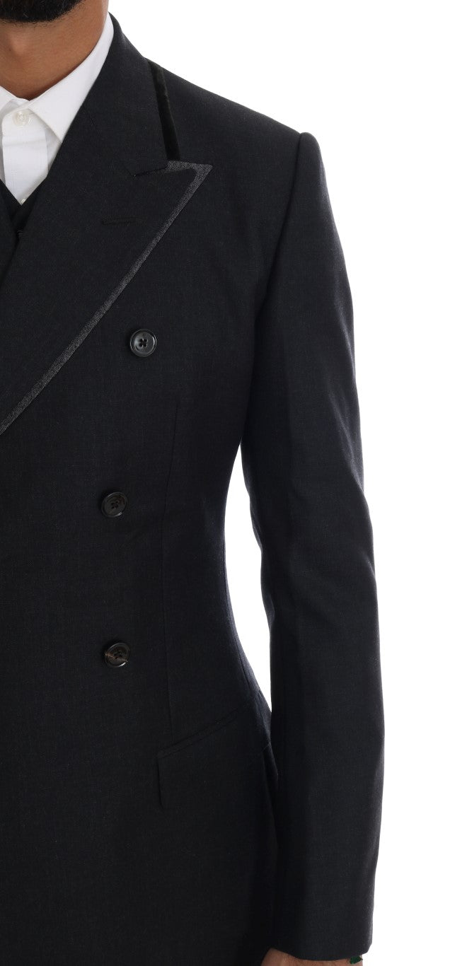 Dolce & Gabbana Grauer doppelreihiger 3-teiliger Anzug aus Wolle