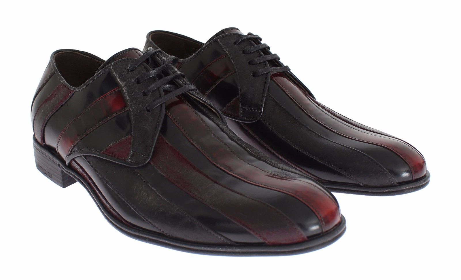 Dolce & Gabbana Schwarz Bordeaux Leder Kleid Formelle Schuhe