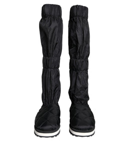Dolce & Gabbana Schwarze gesteppte High Top Stiefel Sneakers Schuhe