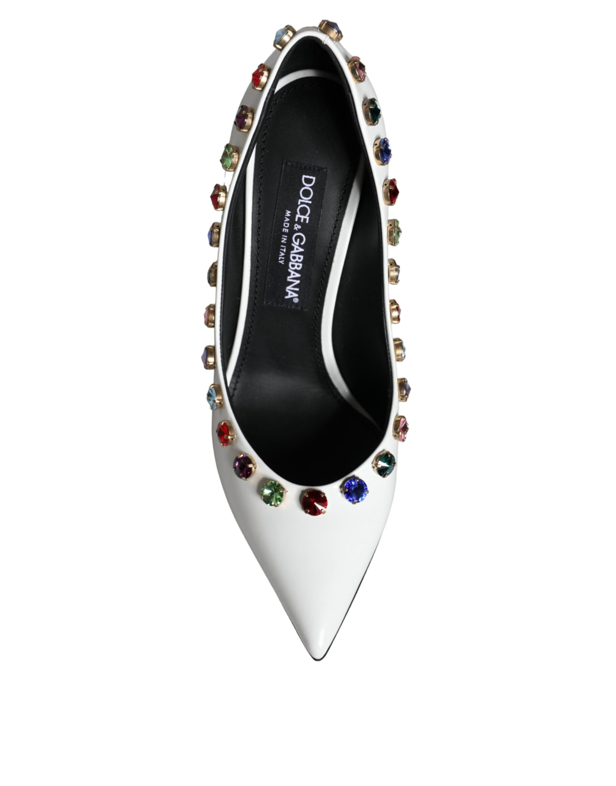 Dolce & Gabbana Weiß Kristall Leder High Heels Pumps Schuhe