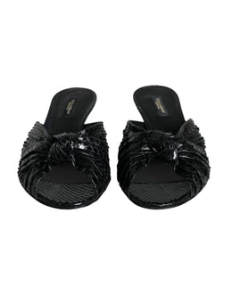 Dolce & Gabbana Schwarz Leder Absätze Sandalen Schuhe