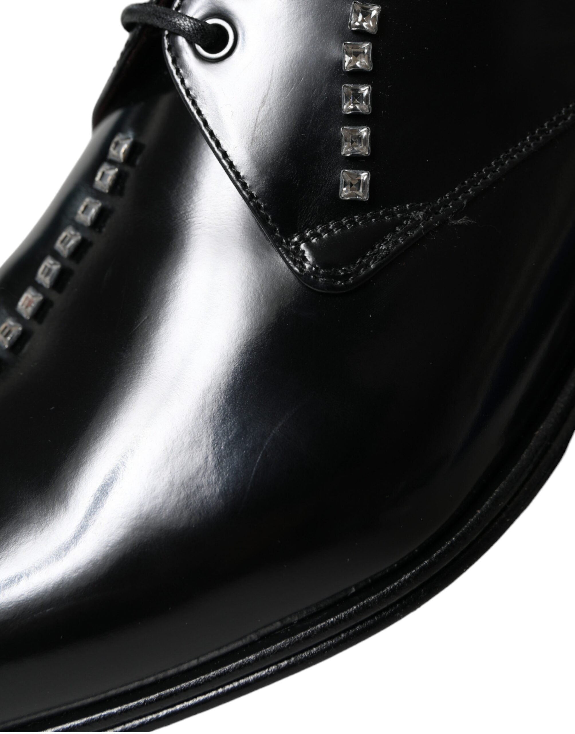 Dolce & Gabbana Schwarze Leder-Abendschuhe mit Kristallbesatz
