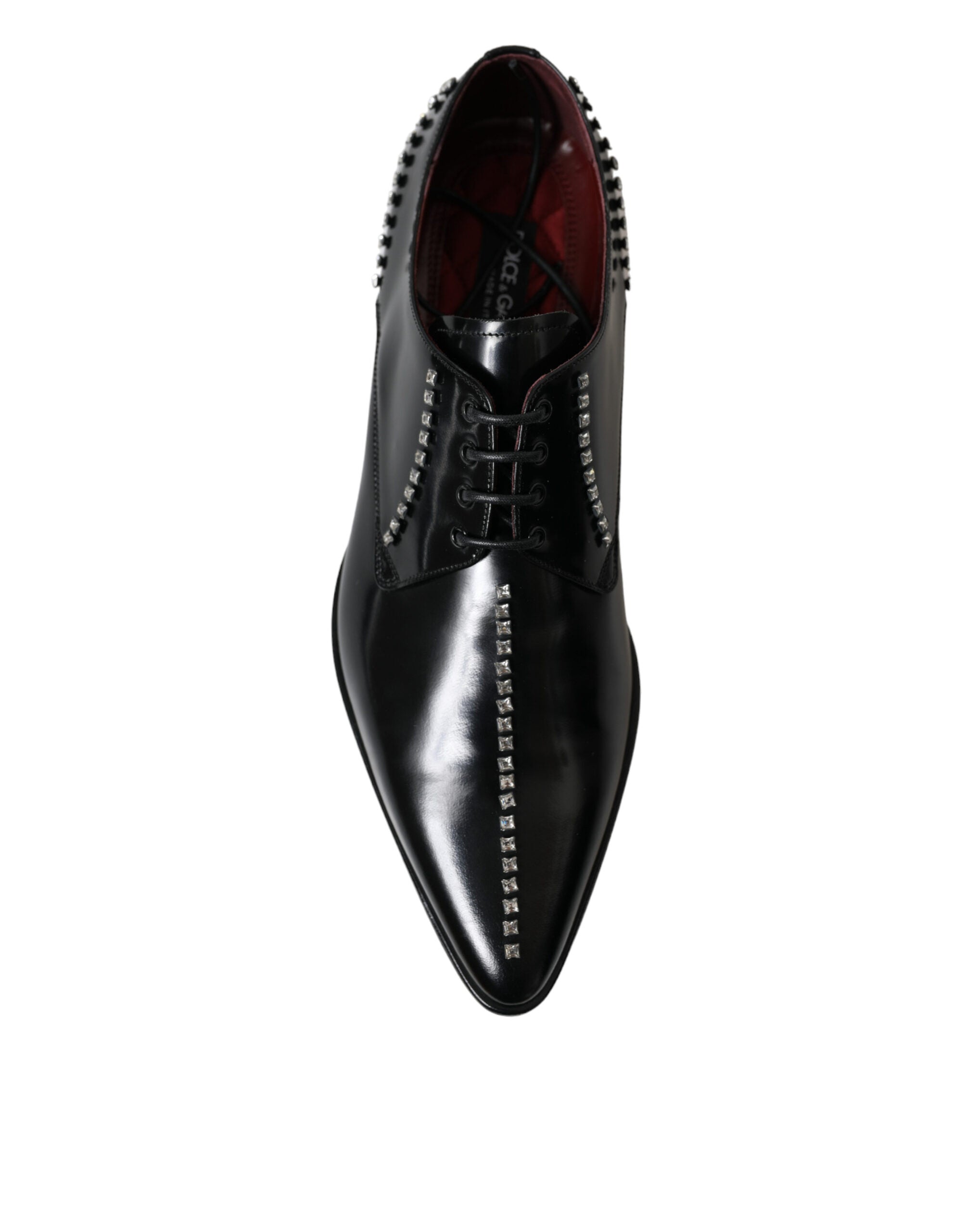 Dolce & Gabbana Schwarze Leder-Abendschuhe mit Kristallbesatz