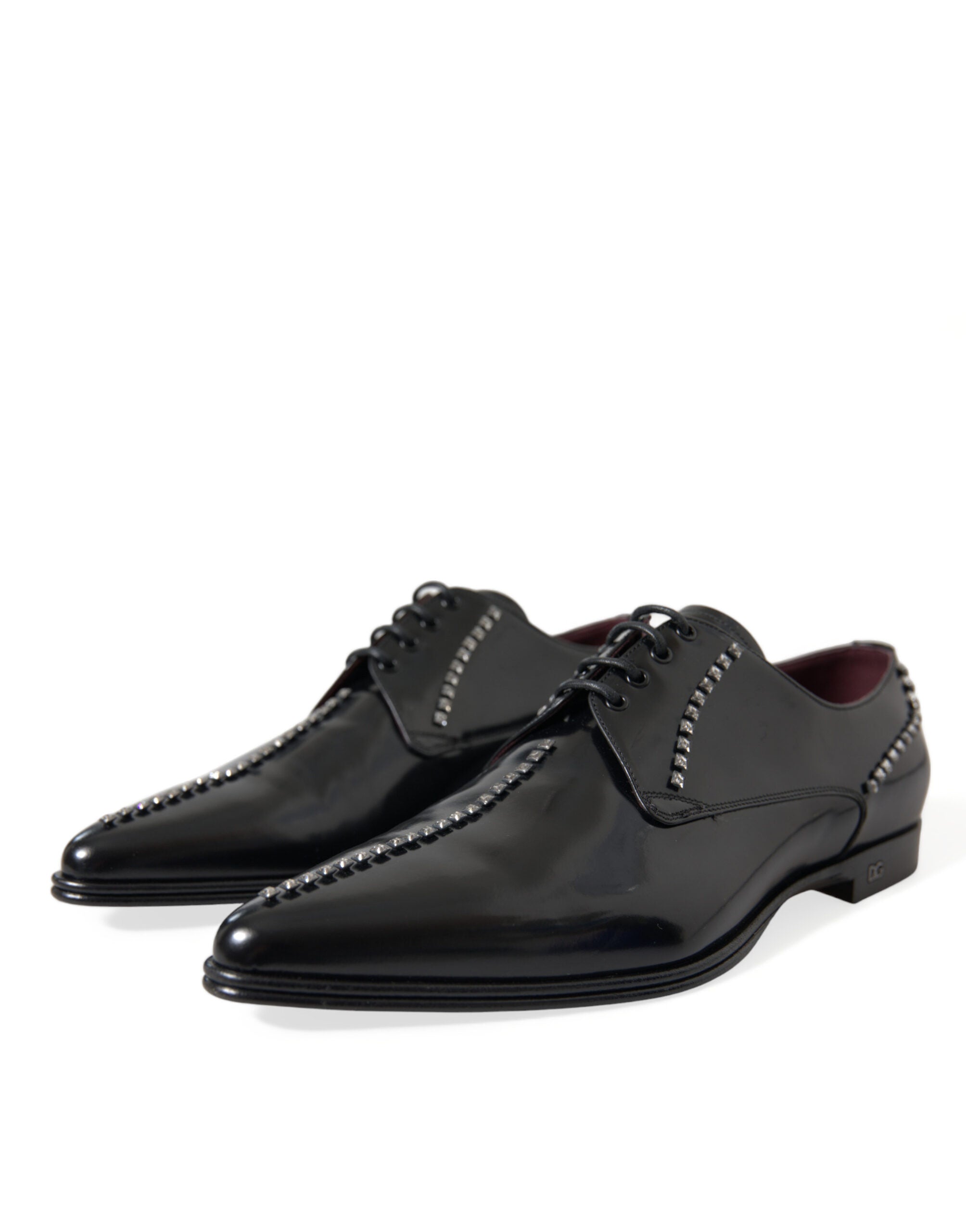 Dolce & Gabbana Schwarze Leder-Abendschuhe mit Kristallbesatz