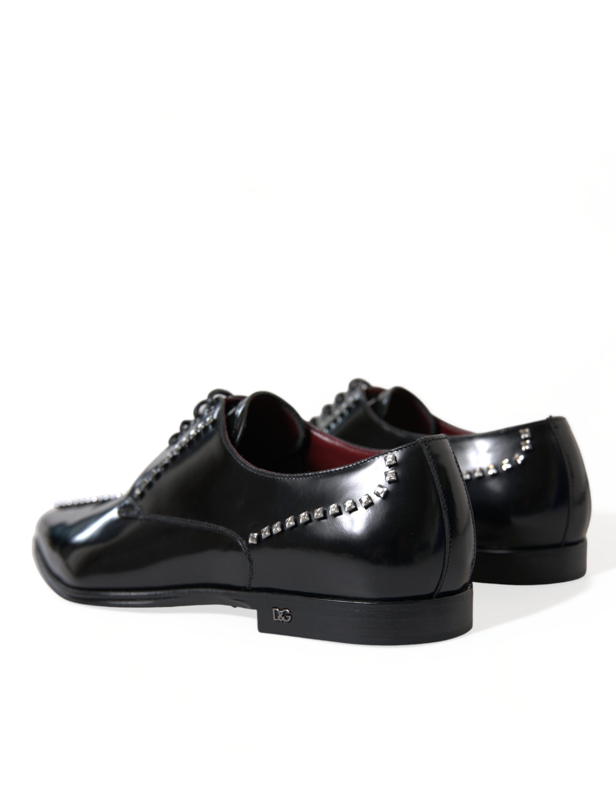 Dolce & Gabbana Schwarze Leder-Abendschuhe mit Kristallbesatz