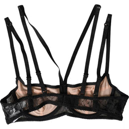 Dolce & Gabbana Schwarzer geblümter Spitzen-Nylon-Balconcino-BH Unterwäsche