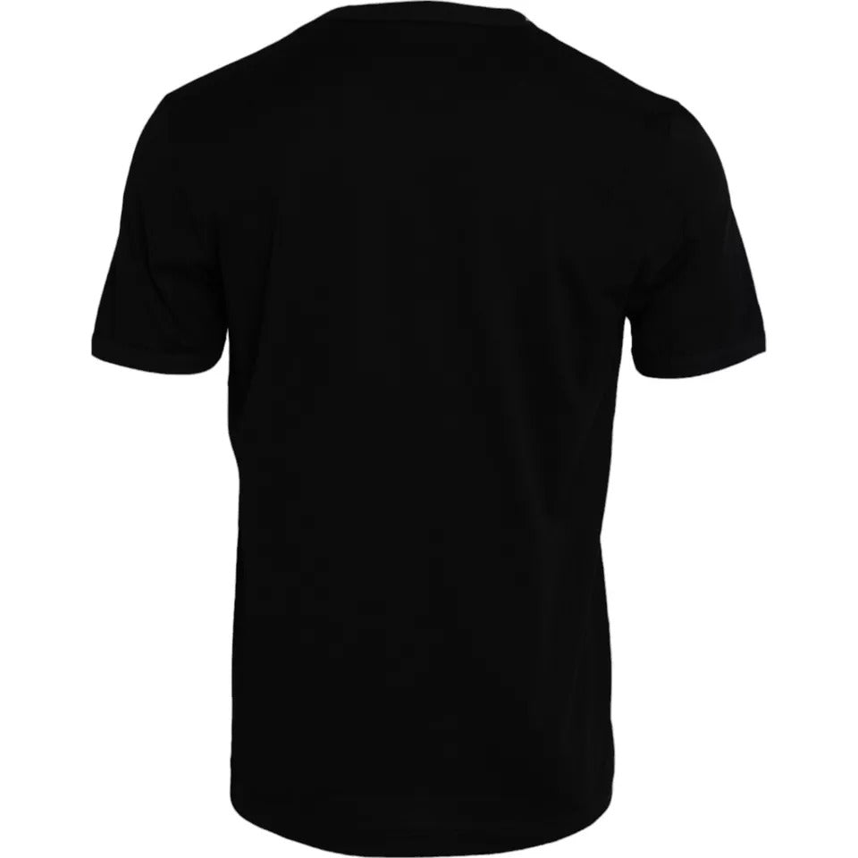 Dolce & Gabbana Schwarzes Baumwoll-T-Shirt mit Rundhalsausschnitt und kurzen Ärmeln für Männer