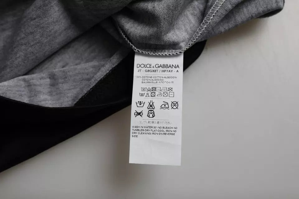 Dolce & Gabbana Schwarz Weiß Jazz Print Baumwolle Kurzarm-T-Shirt