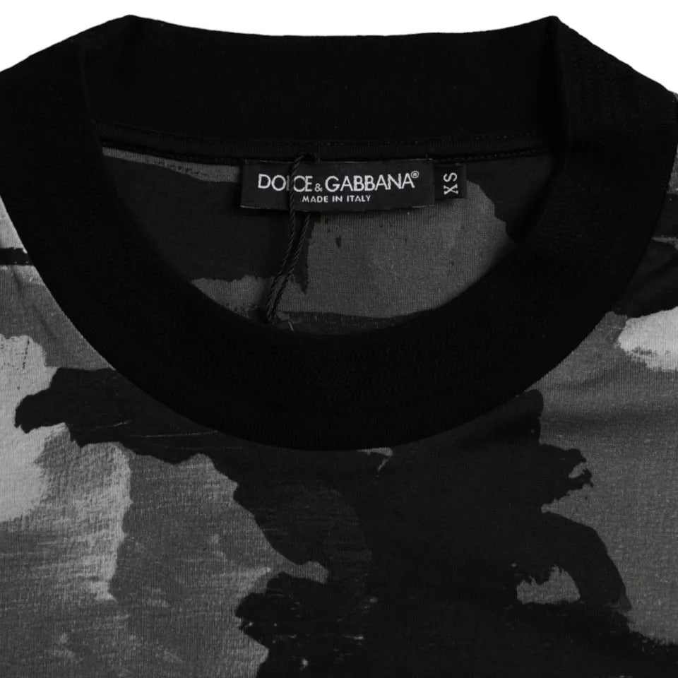 Dolce & Gabbana Multicolor-Camouflage-T-Shirt aus Baumwolle mit Rundhalsausschnitt