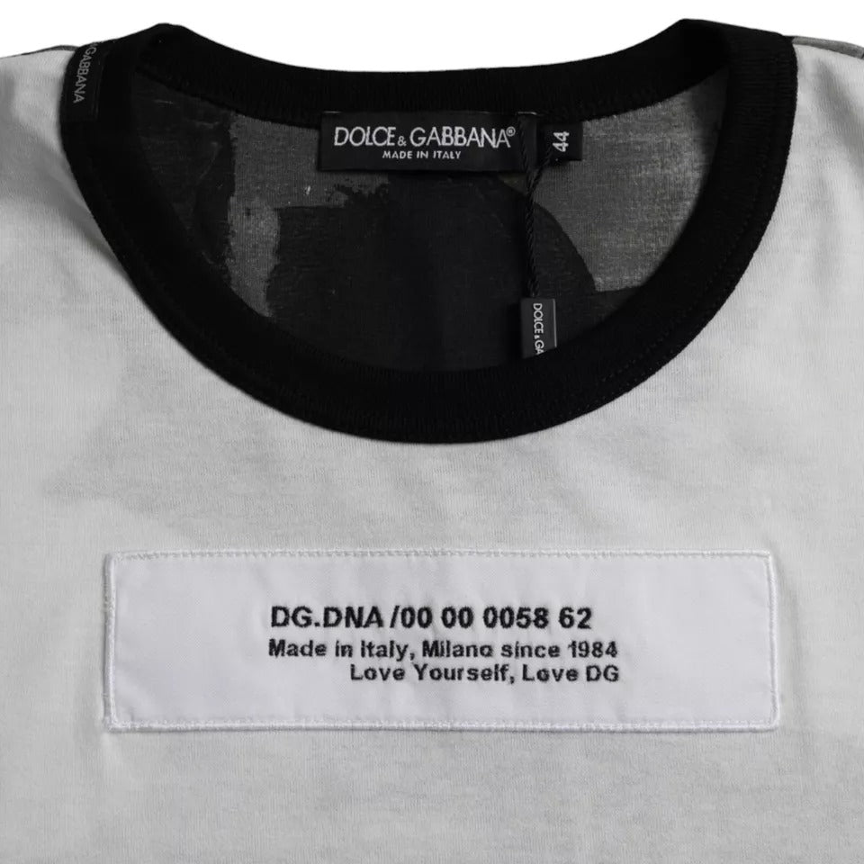 Dolce & Gabbana Schwarz Weiß Camouflage Rundhals T-Shirt