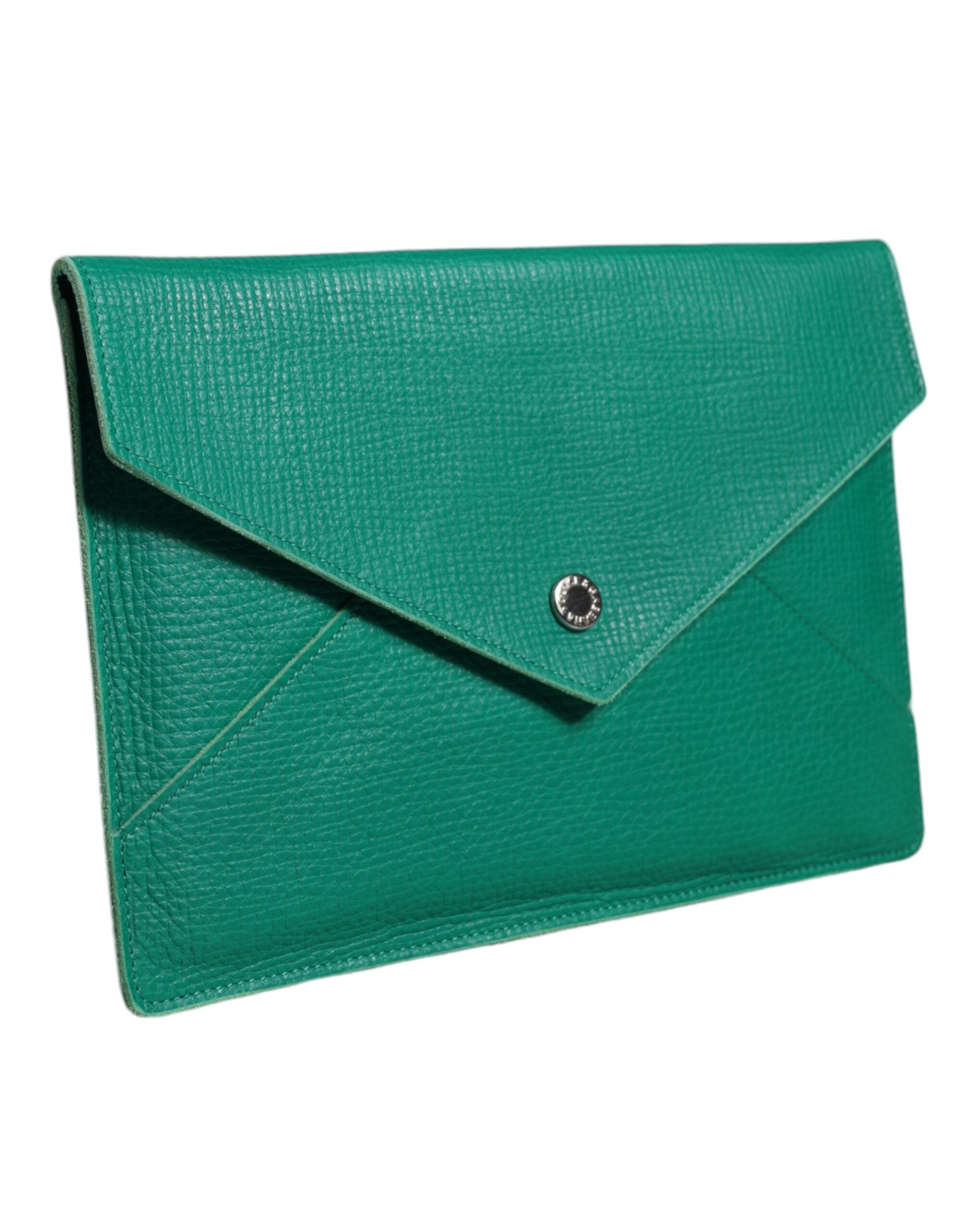 Dolce & Gabbana Grüne Lederhandtasche Clutch Mini-Geldbörse Tablet-Hülle