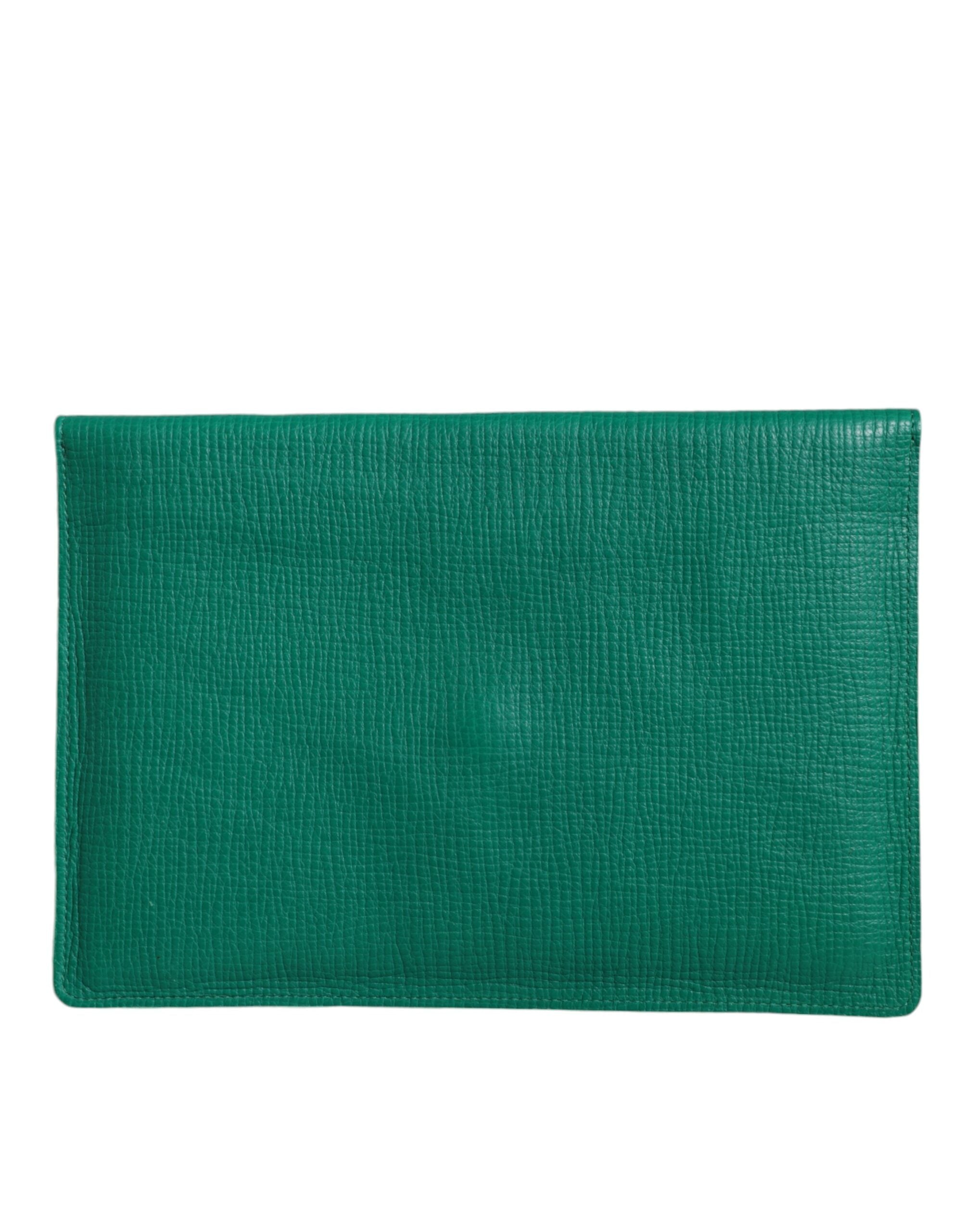 Dolce & Gabbana Grüne Lederhandtasche Clutch Mini-Geldbörse Tablet-Hülle