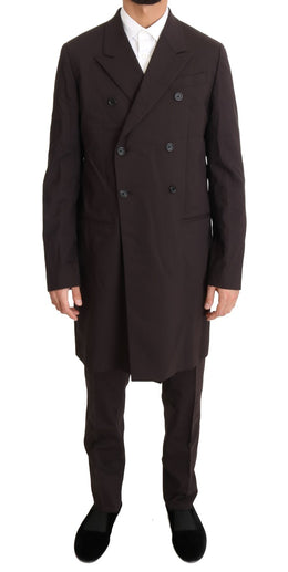 Dolce & Gabbana Bordeauxfarbener Woll-Stretch-Anzug, lang, 3-teilig