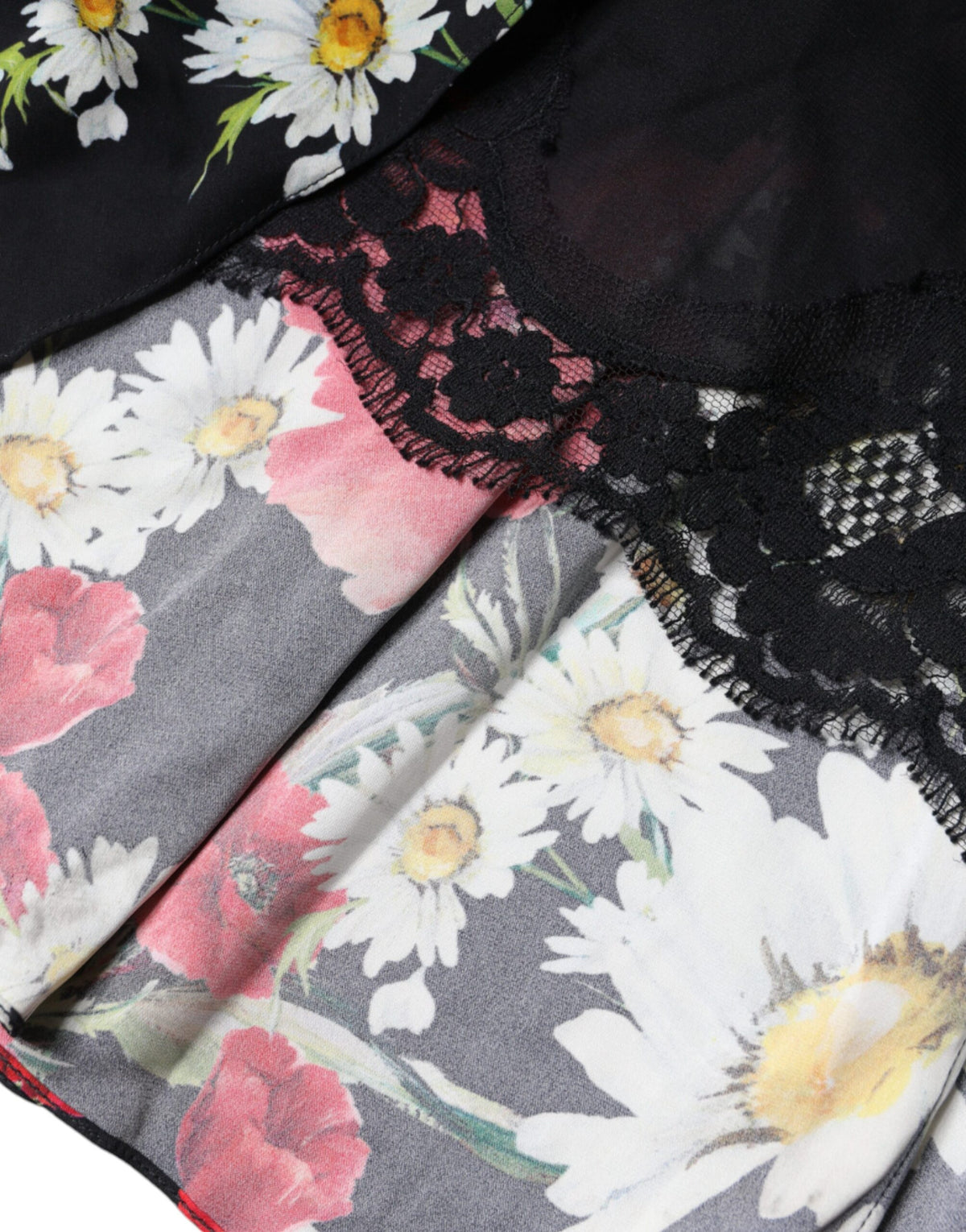 Dolce & Gabbana Schwarzes geblümtes ärmelloses langes Seidenkleid