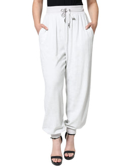 Dolce & Gabbana Weiße Nylon-Jogger-Sweatpants-Hose