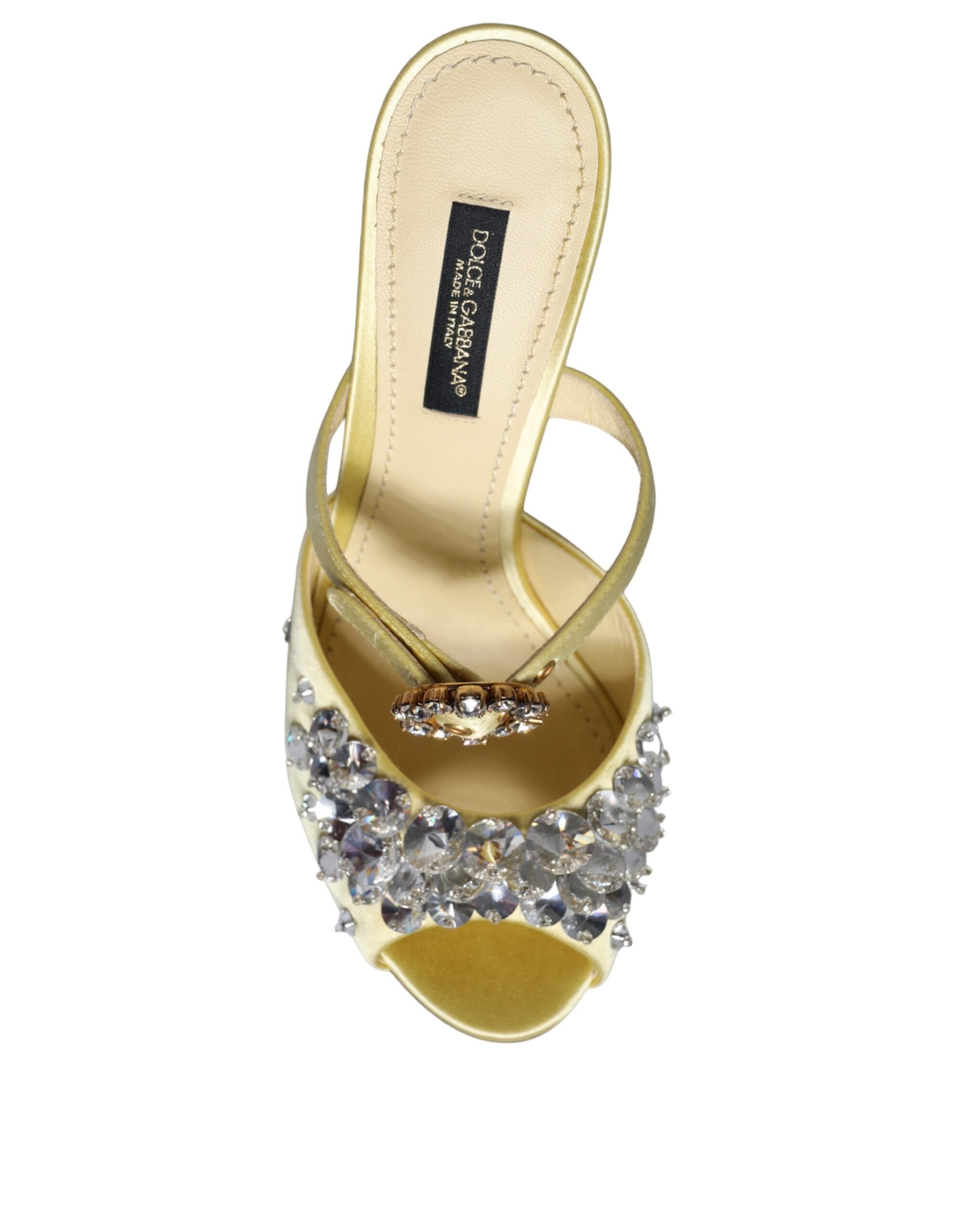 Dolce & Gabbana Gelbe Mary Janes Satin Kristall Sandalen Schuhe