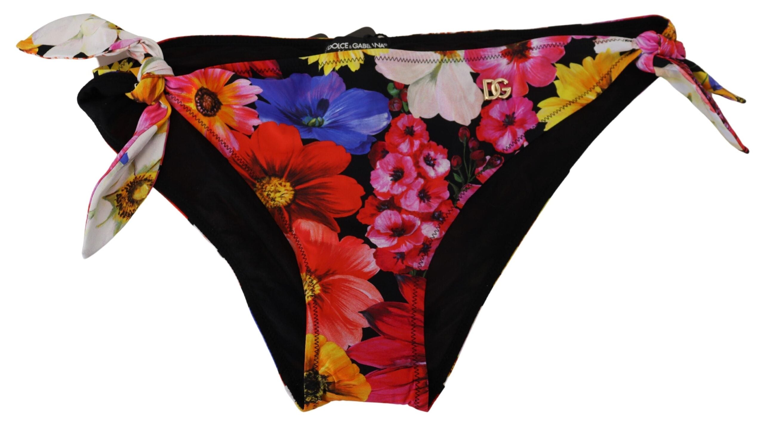 Dolce & Gabbana Schwarzer Bikini-Slip mit Blumenprint