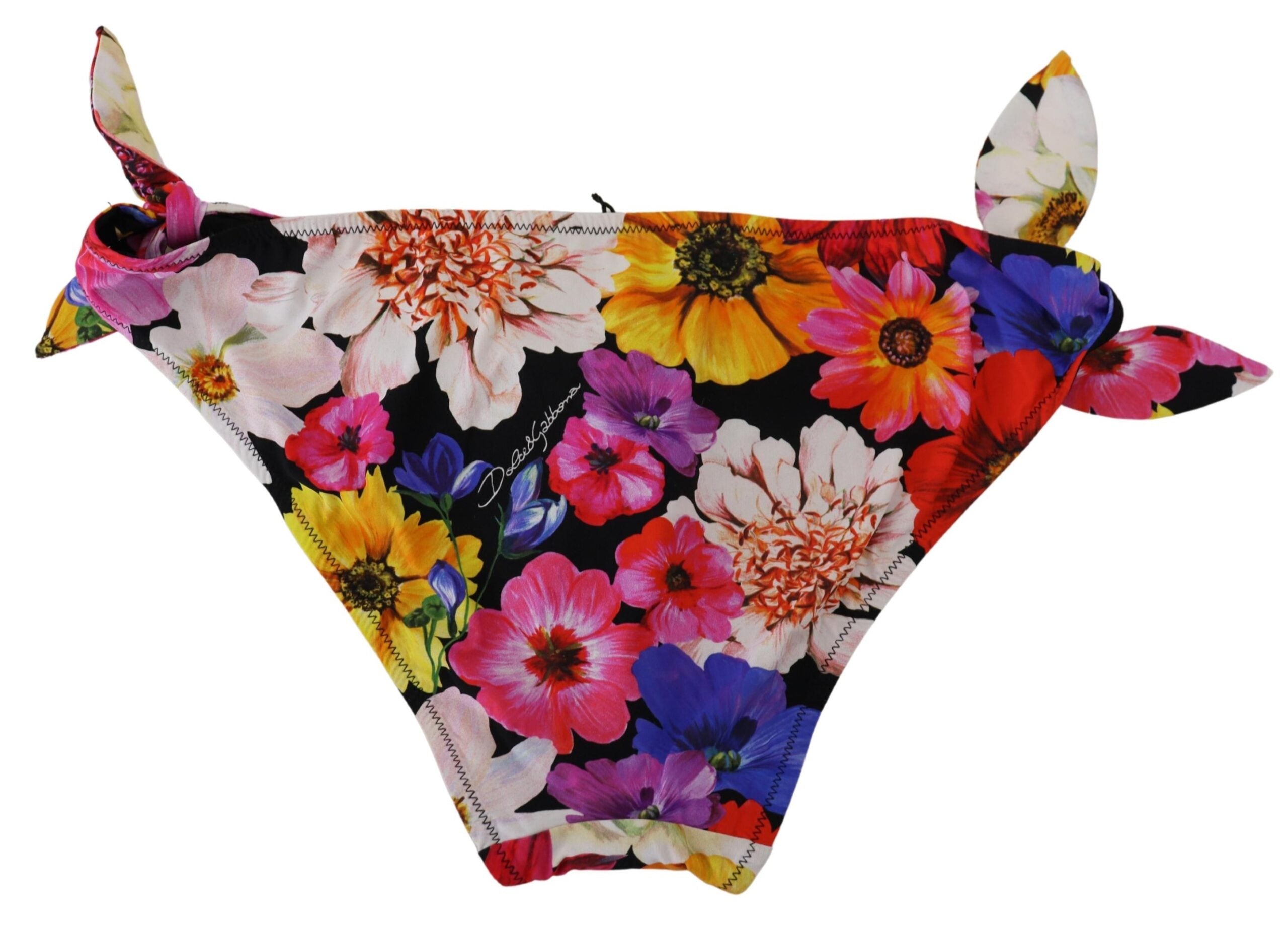 Dolce & Gabbana Schwarzer Bikini-Slip mit Blumenprint