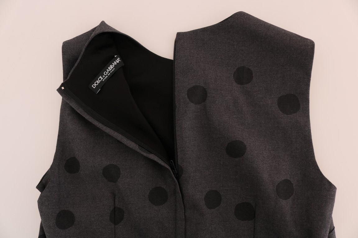 Dolce & Gabbana Graues gepunktetes Etuikleid aus Wolle