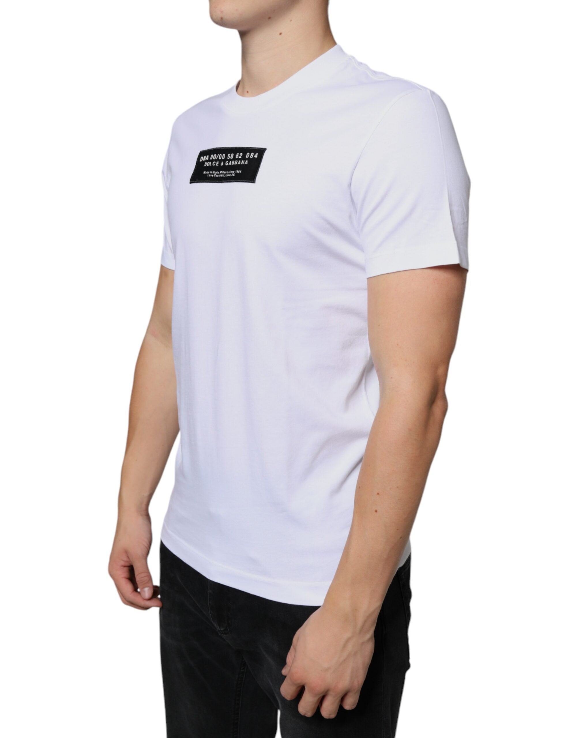 Dolce & Gabbana Weißes Baumwoll-T-Shirt mit DG-Applikationen