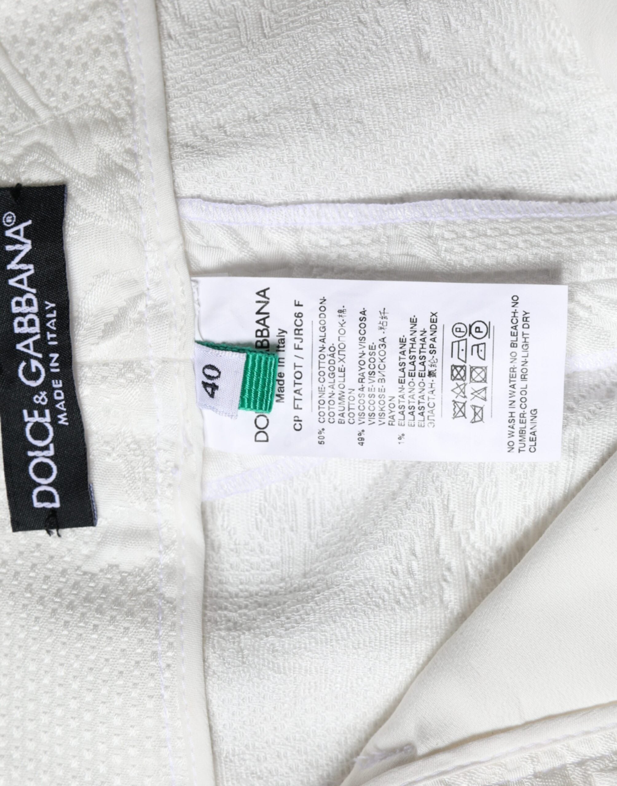 Dolce & Gabbana Weiße geblümte Brokat-Baumwoll-Cropped-Hose