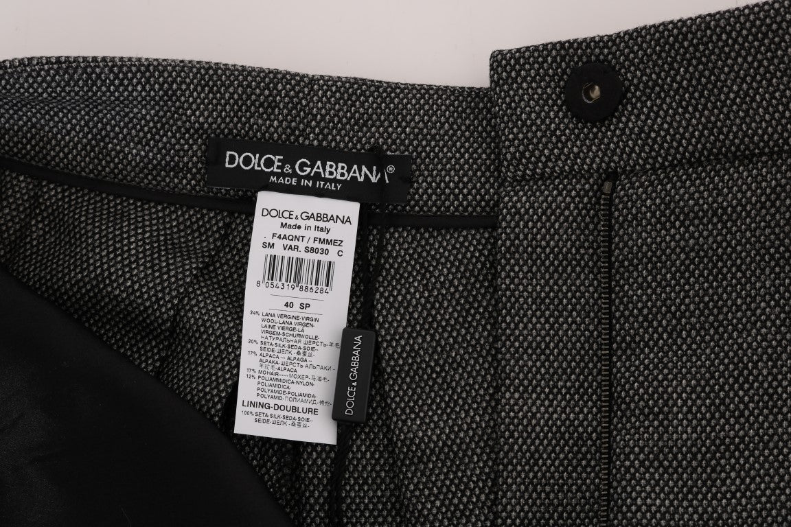 Dolce & Gabbana Graue Mini-Shorts mit hoher Taille aus Wolle