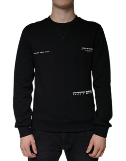 Dolce & Gabbana Schwarzer Logo-Druck Rundhals-Sweatshirt Pullover
