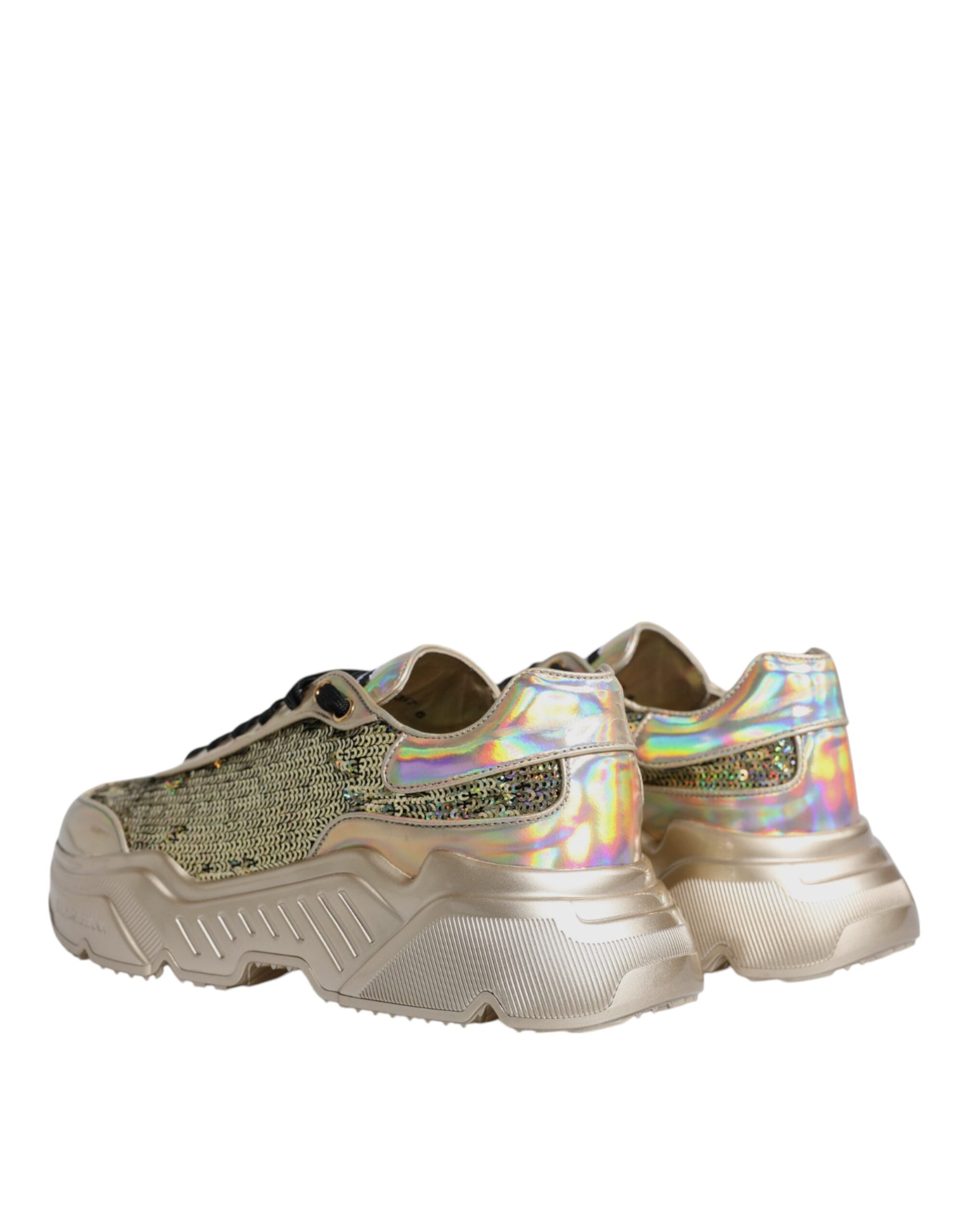 Dolce & Gabbana Gold Pailletten Iridiscent Daymaster Turnschuhe Schuhe