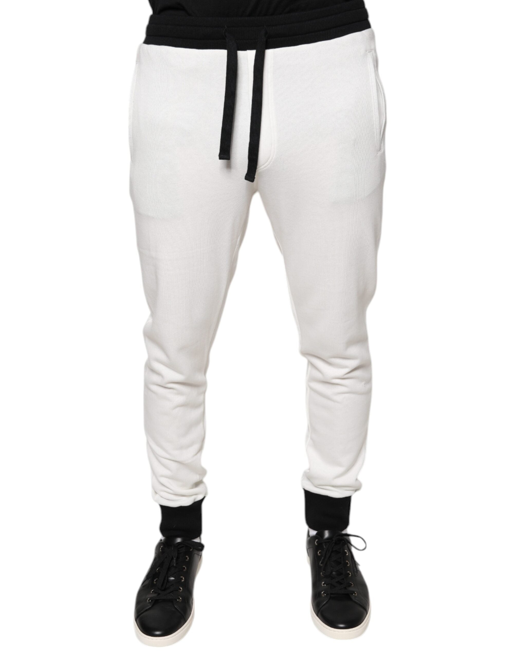 Dolce & Gabbana Weiße Baumwolle Slim Herren Jogger Sweatpants Hosen