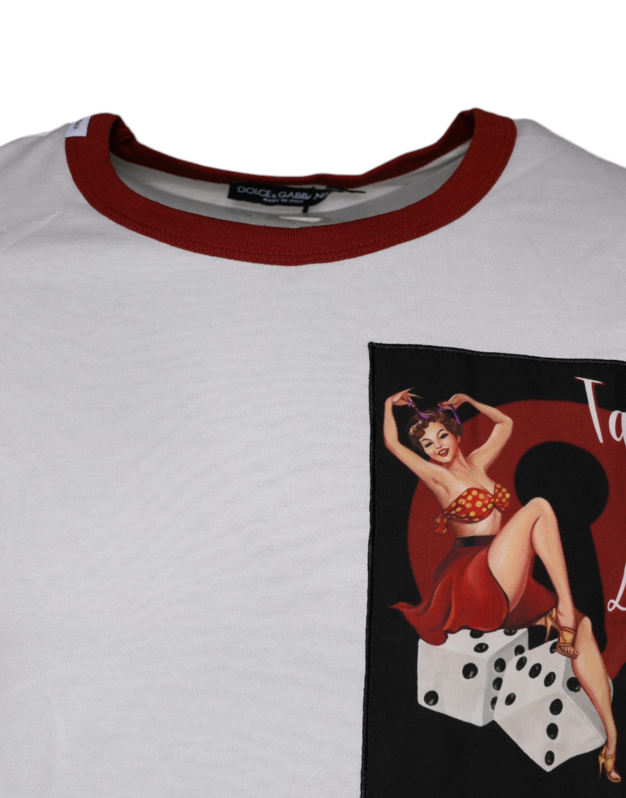 Dolce & Gabbana Weißes Baumwoll-T-Shirt mit Grafikdruck und Rundhalsausschnitt