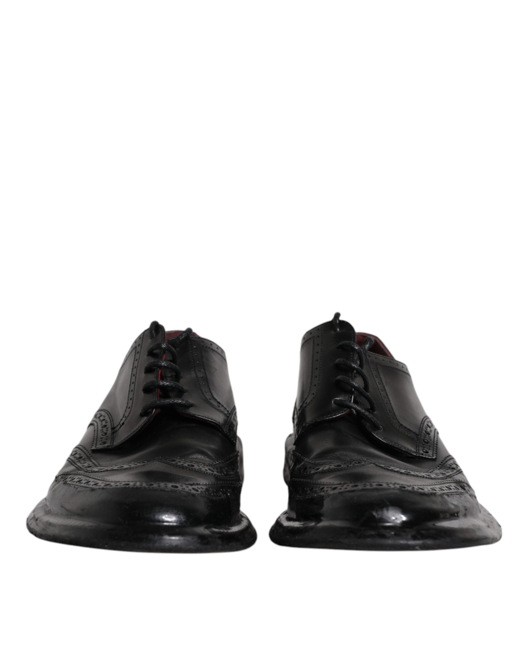 Dolce & Gabbana Schwarzes Leder Derby Wingtip Formelle Schuhe