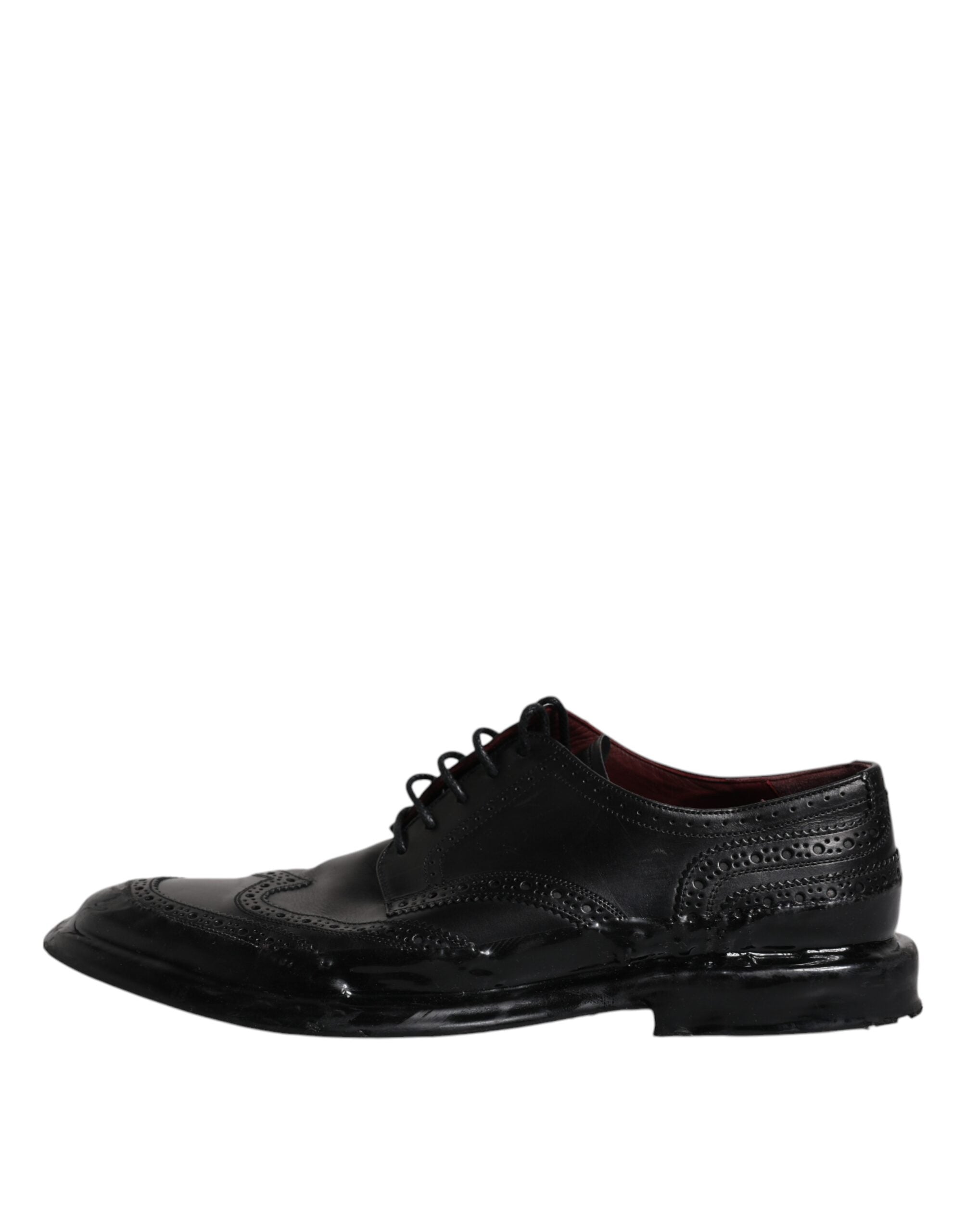 Dolce & Gabbana Schwarzes Leder Derby Wingtip Formelle Schuhe