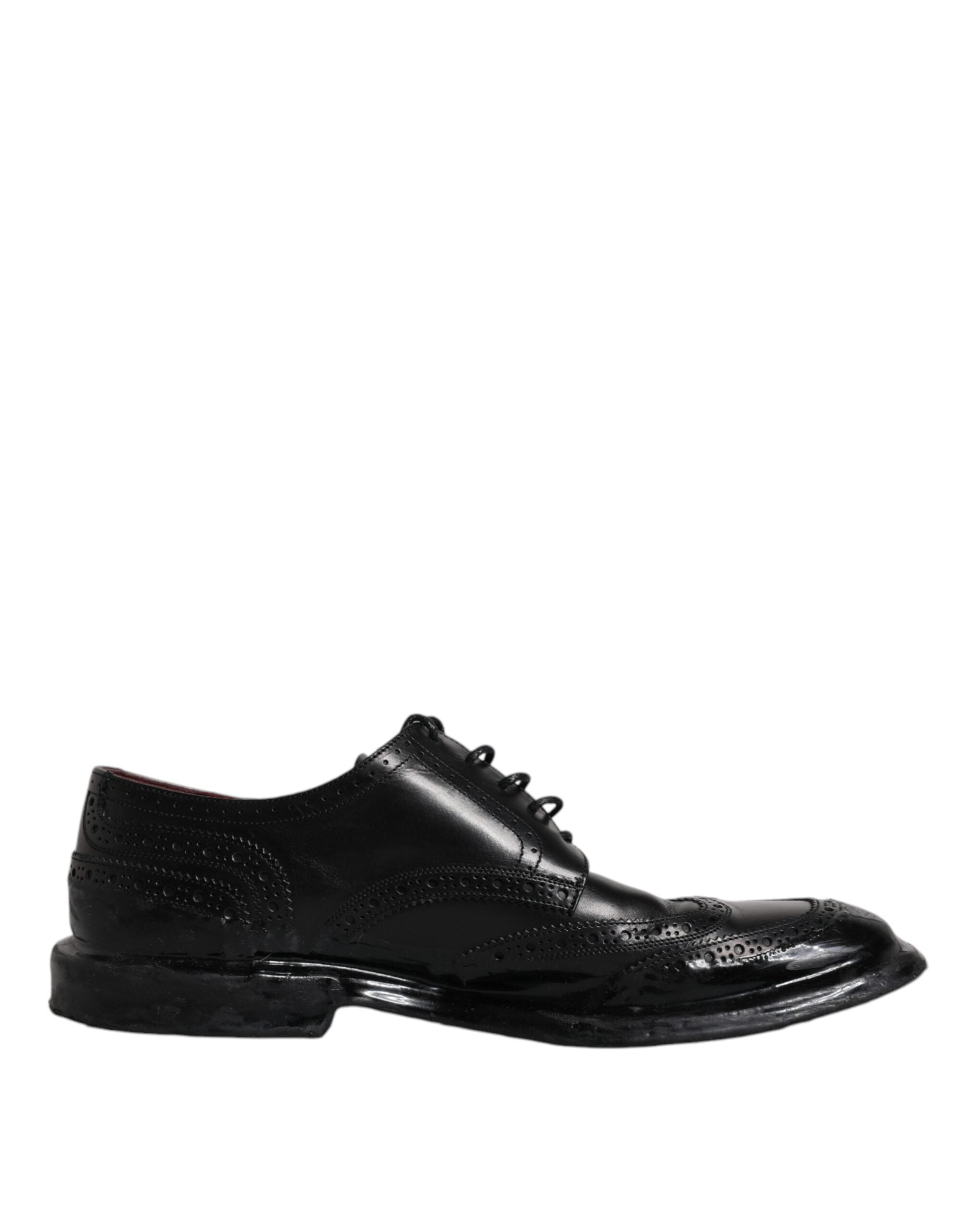 Dolce & Gabbana Schwarzes Leder Derby Wingtip Formelle Schuhe