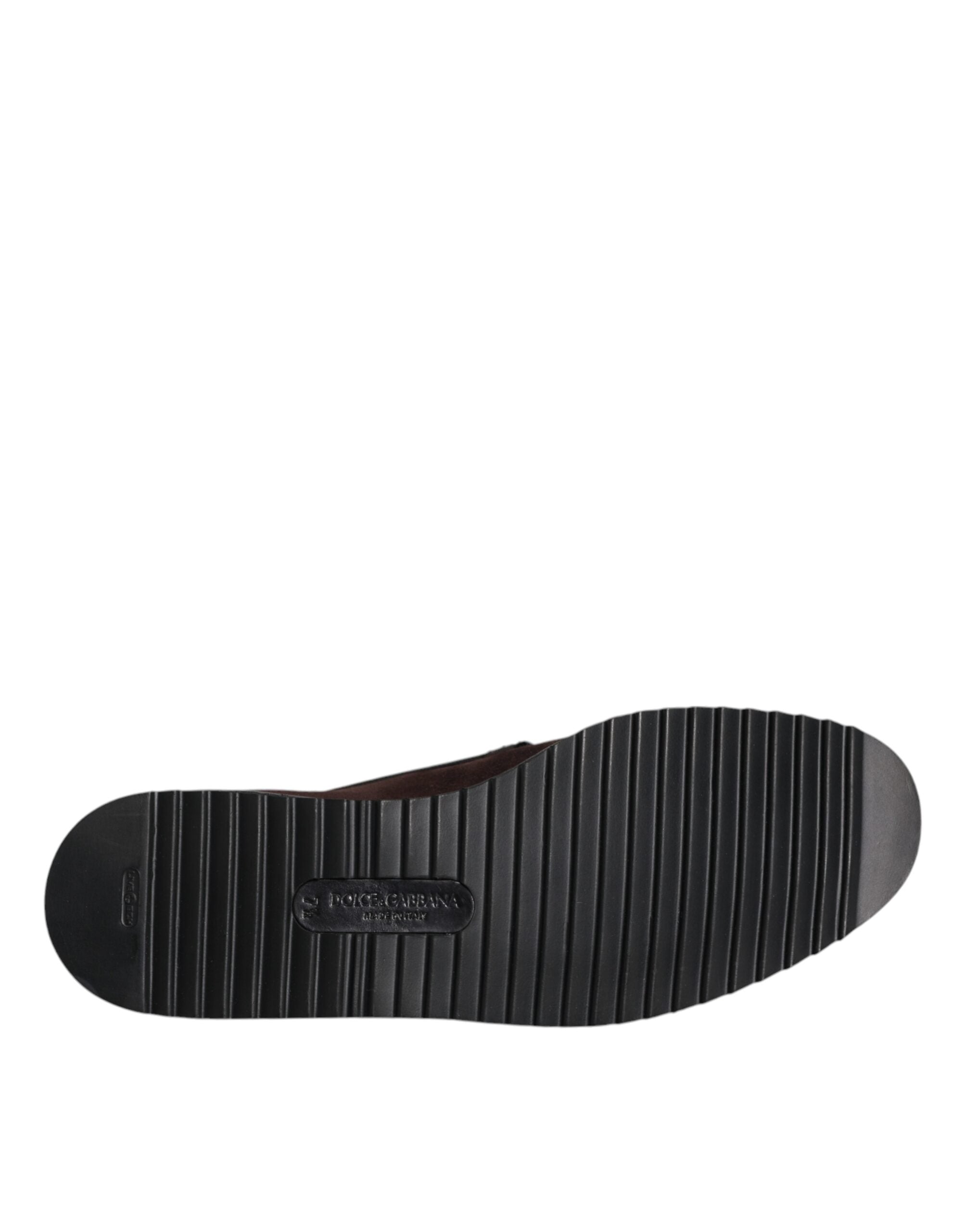 Dolce & Gabbana Braun Wildleder DG Familie Slip On Flats Schuhe