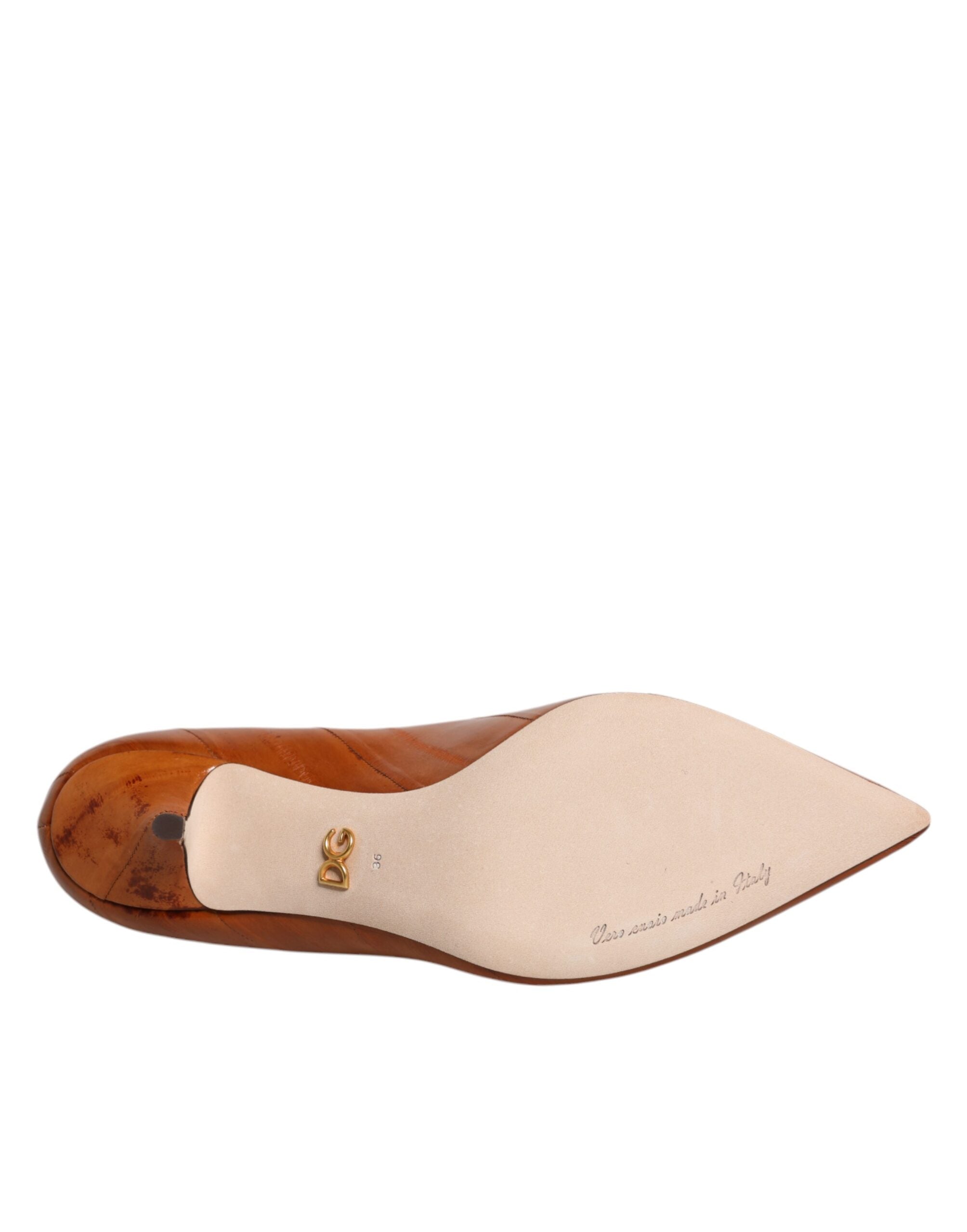 Dolce & Gabbana Braune Kitten-Heel-Pumps aus Leder